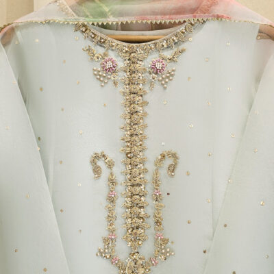 3 Pieces Embroidered Organza Dress